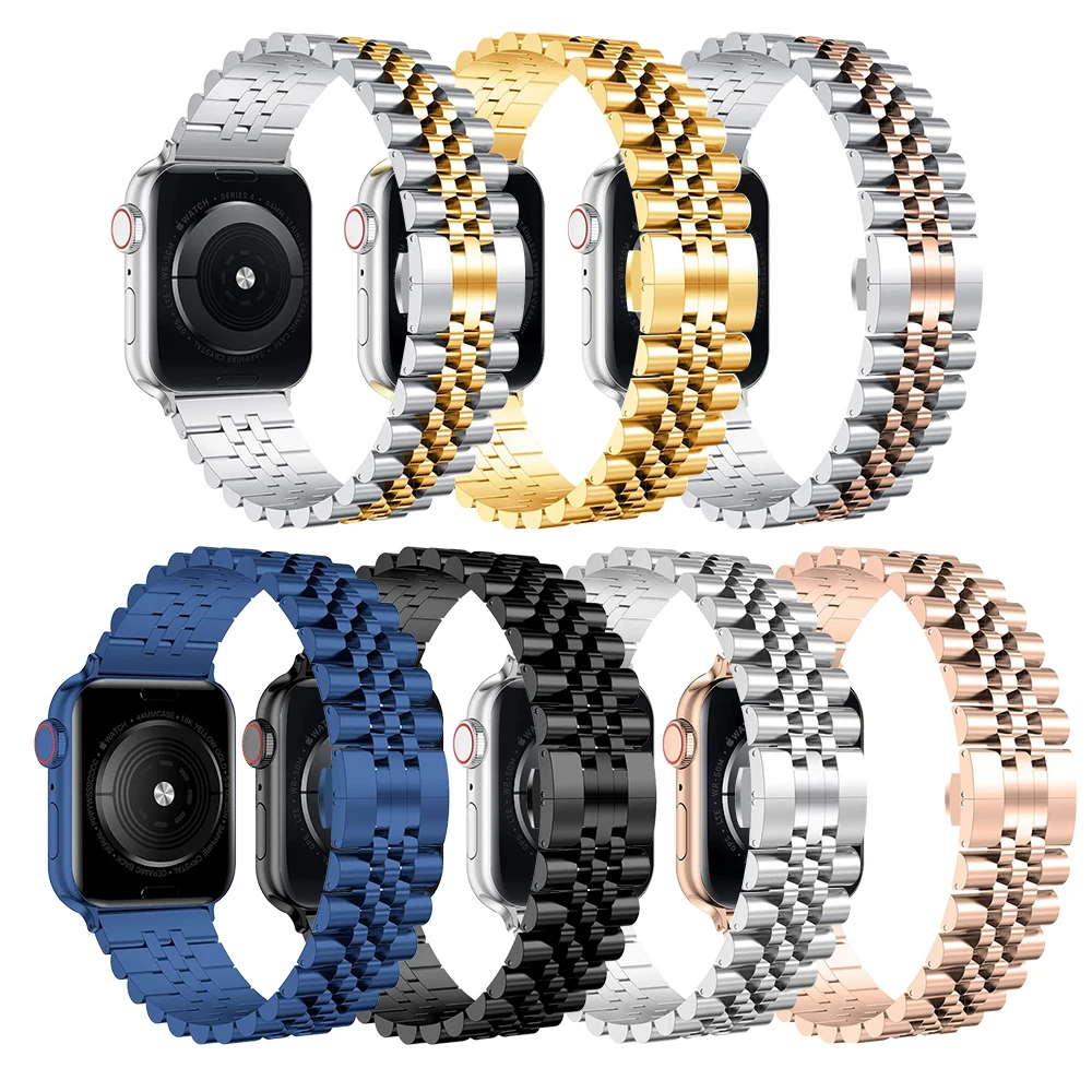 Роскошный ремешок из нержавеющей стали с 5 бусинами для Apple Watch Series 38/40/41/42/44/45 мм, стильный металлический браслет для часов для мужчин
Роскошный ремешок из нержавеющей стали с 5 бусинами для Apple Watch Series 38/40/41/42/44/45 мм, стильный металлический браслет для часов для мужчин