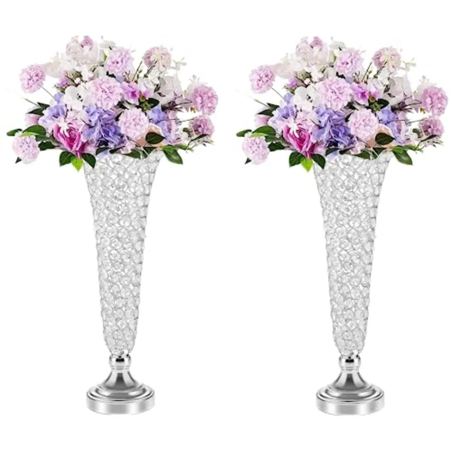 Vases for Centerpieces - Crystal Trumpet Floral Vase 2Pcs Crystal Vases for Table Centerpieces 20in Flower Stand for Wedding Pa
Vases for Centerpieces - Crystal Trumpet Floral Vase 2Pcs Crystal Vases for Table Centerpieces 20in Flower Stand for Wedding Pa