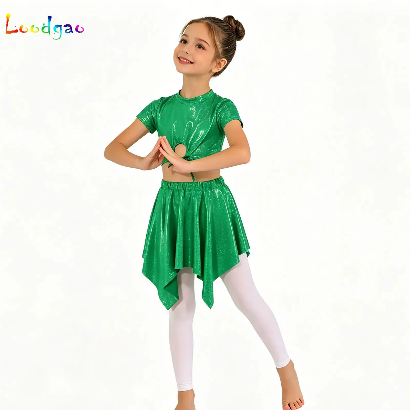 Girls Metallic Cheerleading Outfit Jazz Dance Top And Skater Shorts/Skirts for Latin Jazz Ballet Dance Hip Hop Disco Performance
Girls Metallic Cheerleading Outfit Jazz Dance Top And Skater Shorts/Skirts for Latin Jazz Ballet Dance Hip Hop Disco Performance