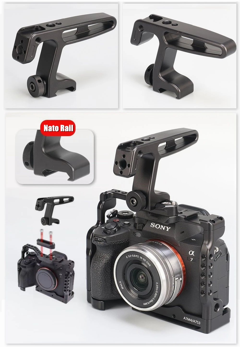 Handle Grip for Sony DSLR SLR Camera Cage With Nato Rail Mount &Cold Shoe for Microphone LED Light Monitors, Max Load 10kg/22lbs
Handle Grip for Sony DSLR SLR Camera Cage With Nato Rail Mount &Cold Shoe for Microphone LED Light Monitors, Max Load 10kg/22lbs
