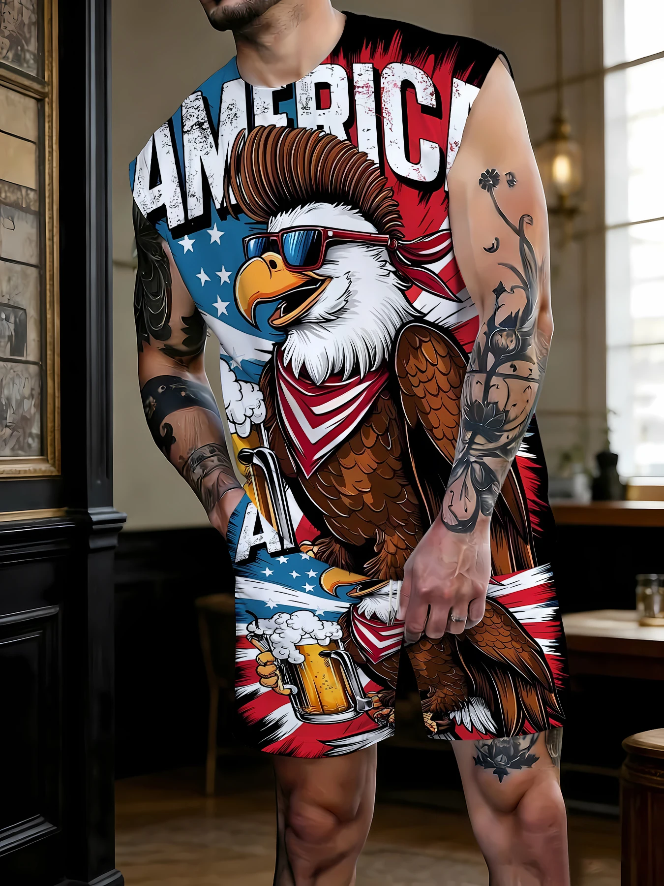 Men's Camouflage Print Tank Top and Shorts Set Polyester Tactical Style Casual Outfit EU/US Size
Men's Camouflage Print Tank Top and Shorts Set Polyester Tactical Style Casual Outfit EU/US Size