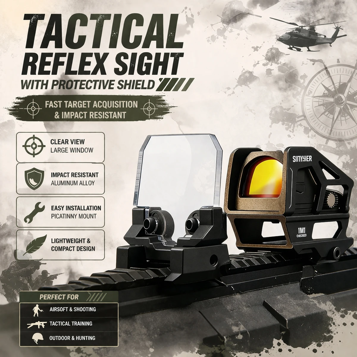 Tactical RMR Red Dot Sight Protector Exoskeleton Bracket with 3 Lenses for 20mm Picatinny Rail Airsoft Hunting Rifle Accessory