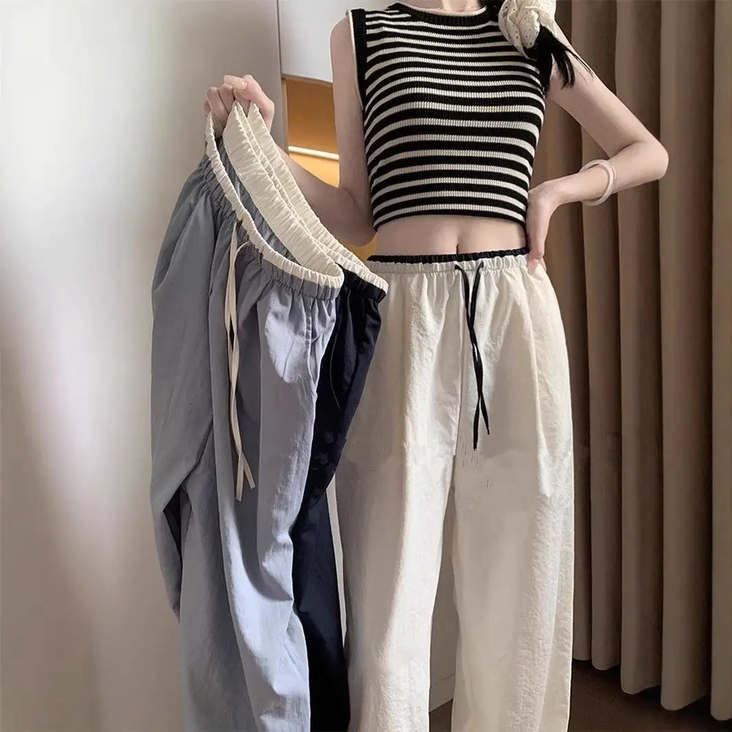High Waist Wide Leg Pants Summer New Loose Texture Color Block Thin Ice Silk Straight Sport Casual Pants Women's Fashion
High Waist Wide Leg Pants Summer New Loose Texture Color Block Thin Ice Silk Straight Sport Casual Pants Women's Fashion