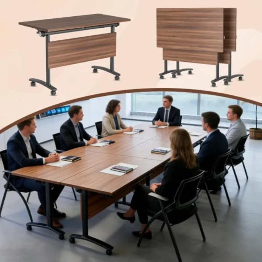 62.9" Flip Top Folding Conference Table with Wheels, 2 Pack Modular Training Table with Storage Drawer and Privacy Panel, Capac
62.9" Flip Top Folding Conference Table with Wheels, 2 Pack Modular Training Table with Storage Drawer and Privacy Panel, Capac