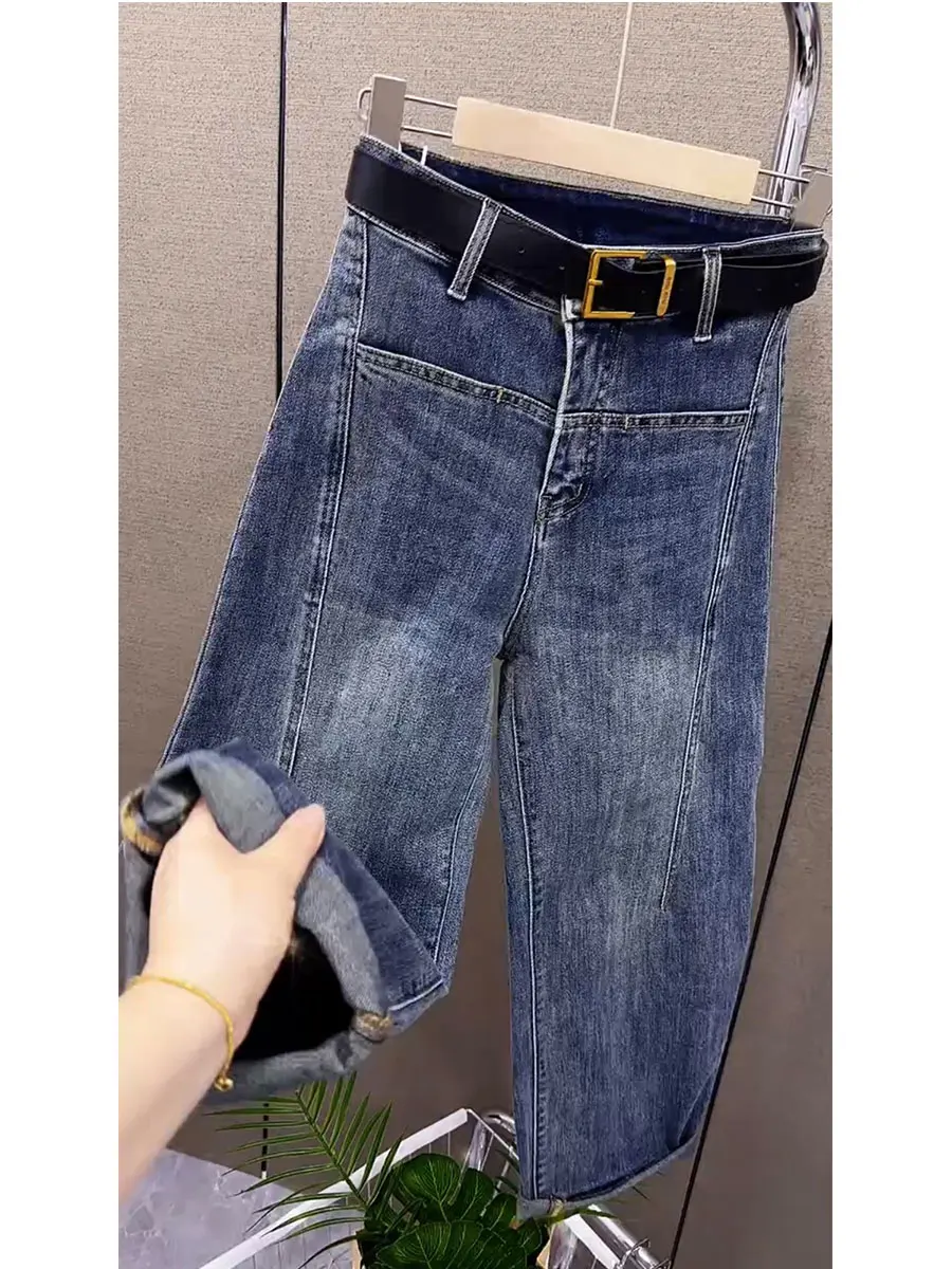 Синие джинсы с высокой талией и широкими штанинами, укороченные брюки-кюлоты, повседневные джинсы с эффектом похудения
Синие джинсы с высокой талией и широкими штанинами, укороченные брюки-кюлоты, повседневные джинсы с эффектом похудения