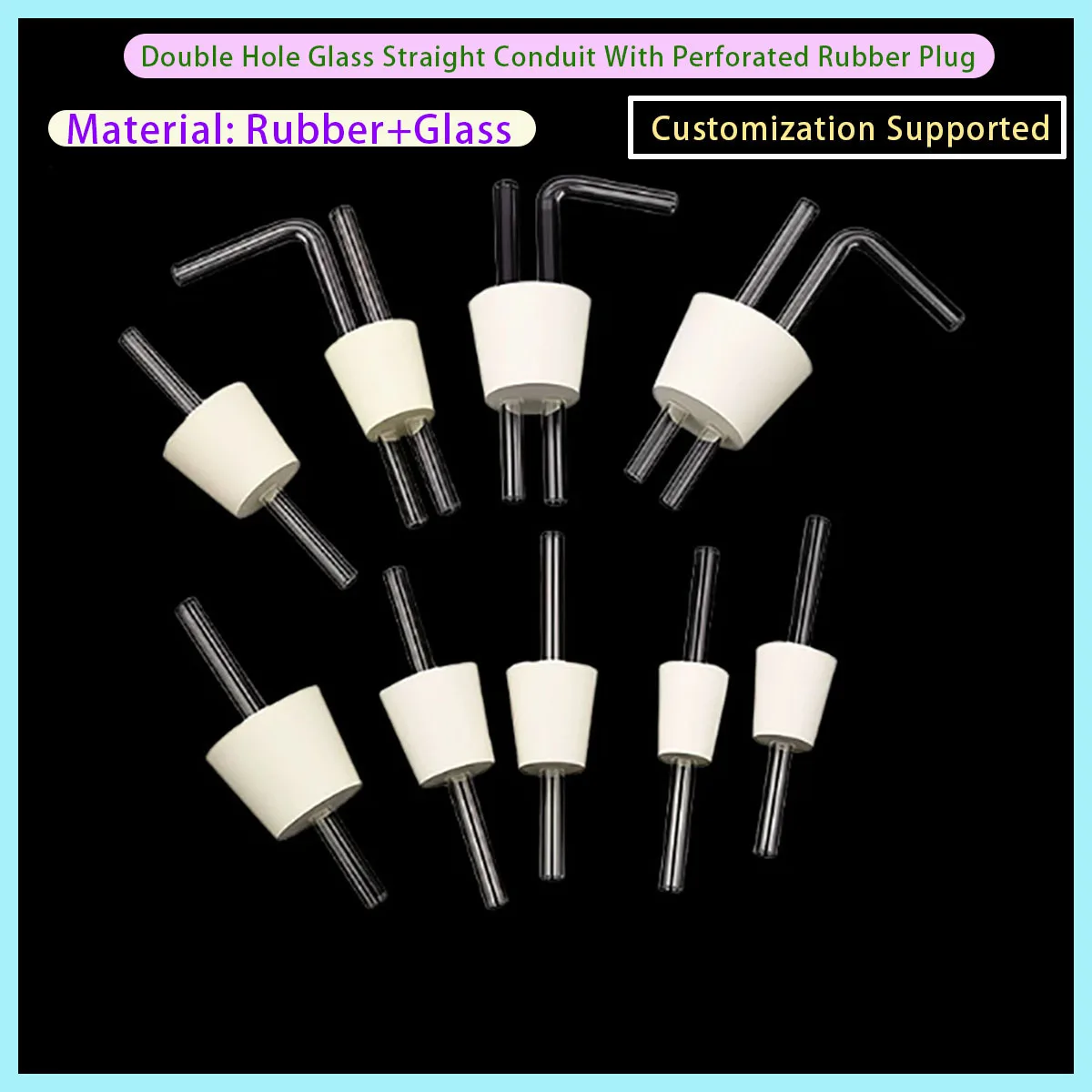 Double Hole Perforated Rubber Stopper Glass Straight & 90° Bent Tube Lab Flask Gas Washing Bottle Soft Rubber Hose Tubing
Double Hole Perforated Rubber Stopper Glass Straight & 90° Bent Tube Lab Flask Gas Washing Bottle Soft Rubber Hose Tubing