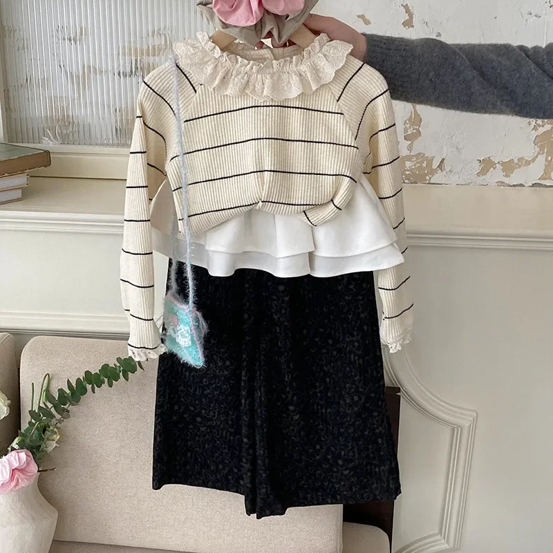 Baby Girls Sets Lace Collar Striped Top Fashion Leopard Print Pants Skirt Curtain 2025 Spring New Childrens Three Piece Sets
Baby Girls Sets Lace Collar Striped Top Fashion Leopard Print Pants Skirt Curtain 2025 Spring New Childrens Three Piece Sets