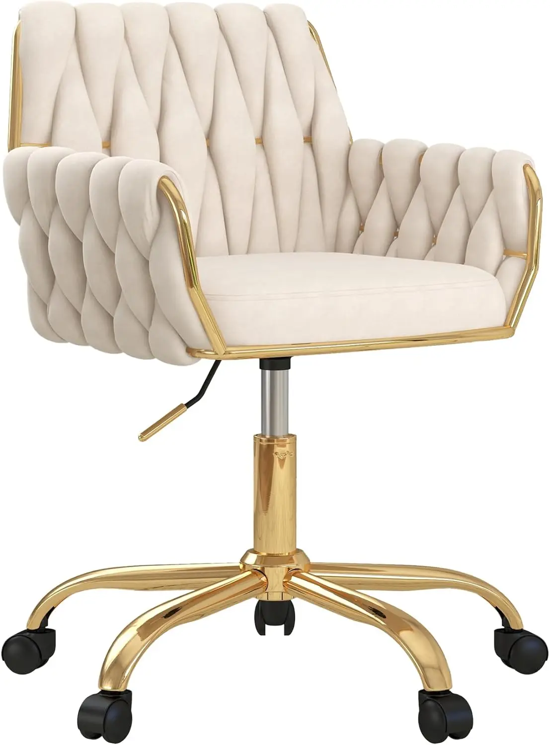 Velvet Home Office Chair Modern Height Adjustable Vanity Chair with Golden Base and Hand Woven Backrest
Velvet Home Office Chair Modern Height Adjustable Vanity Chair with Golden Base and Hand Woven Backrest