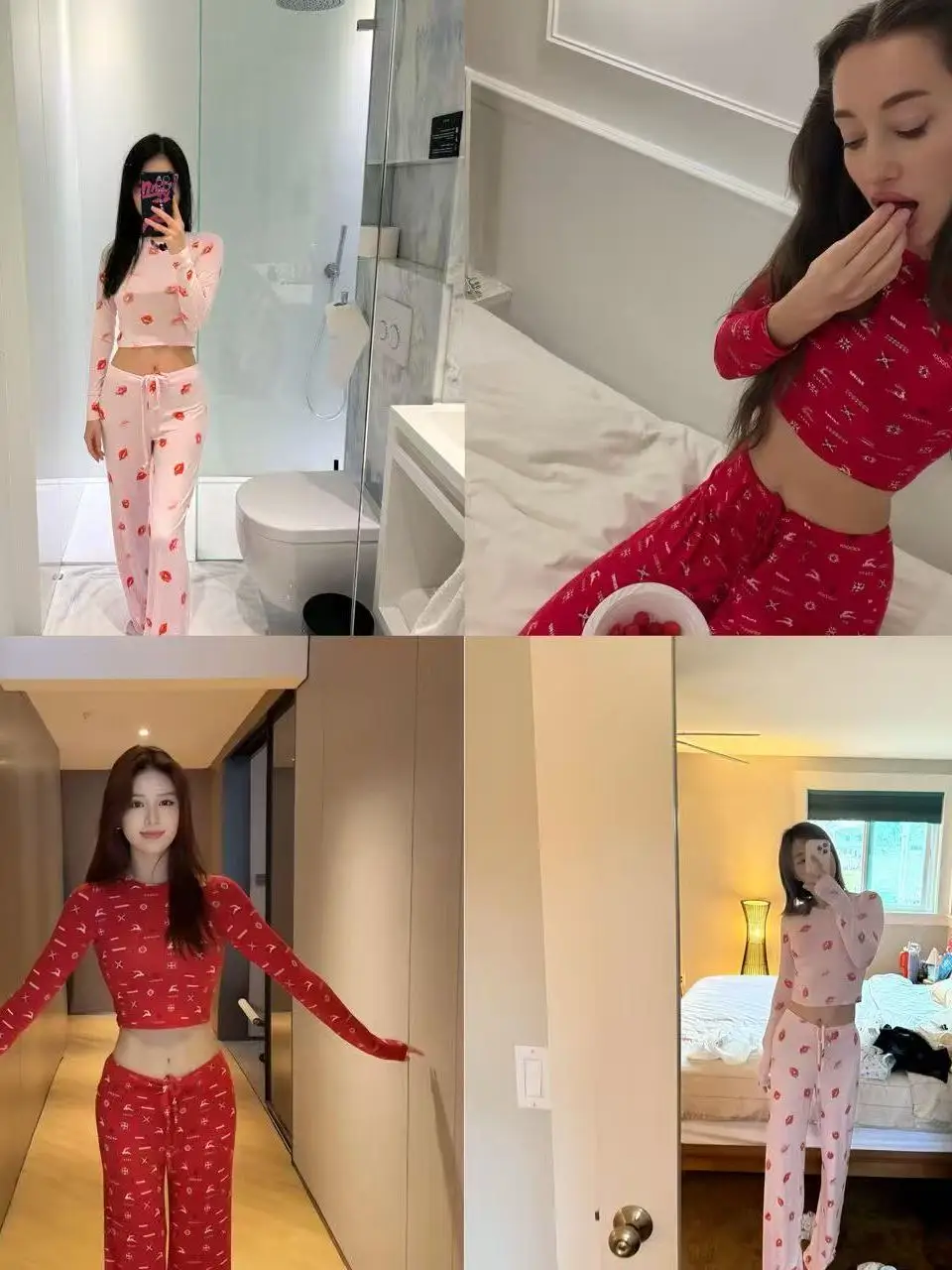 Kardashian Pink Lip Print Long Sleeve Long Pants Sleepwear Set Home Clothes Two Piece Set Comfortable Cotton Elastic mid Waist
Kardashian Pink Lip Print Long Sleeve Long Pants Sleepwear Set Home Clothes Two Piece Set Comfortable Cotton Elastic mid Waist