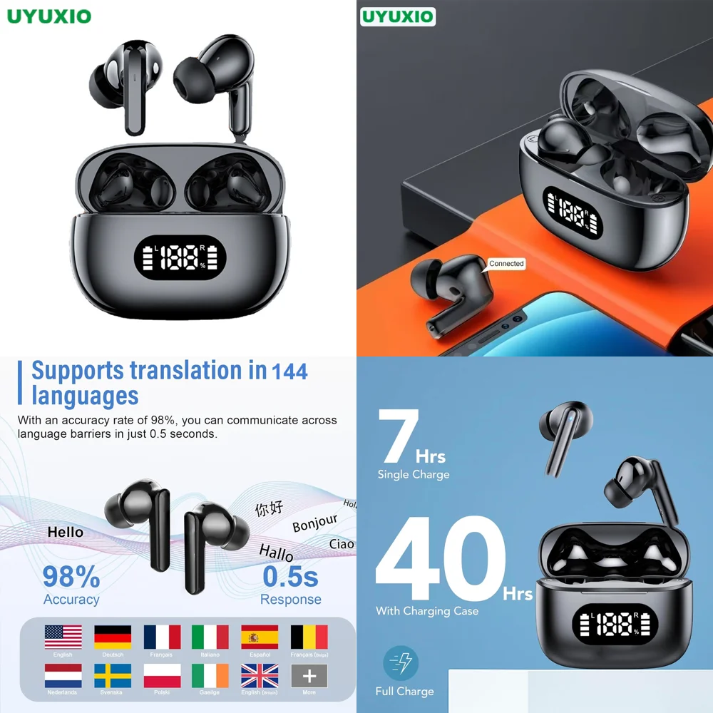Hot-selling AI Translation Headphones Clear Calls Wireless Earphone with LED Display for iPhone Android 144 Online Earbuds
Hot-selling AI Translation Headphones Clear Calls Wireless Earphone with LED Display for iPhone Android 144 Online Earbuds