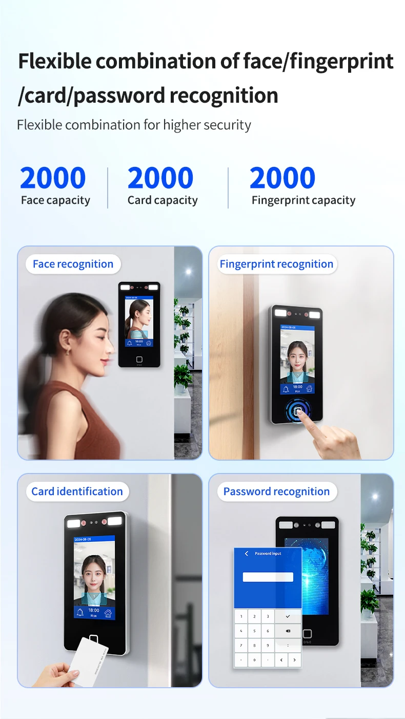 Xface70 Dynamic Face RFID Attendance Machine TCP/IP Smart Access Control System Biometric Time Recording Product
Xface70 Dynamic Face RFID Attendance Machine TCP/IP Smart Access Control System Biometric Time Recording Product