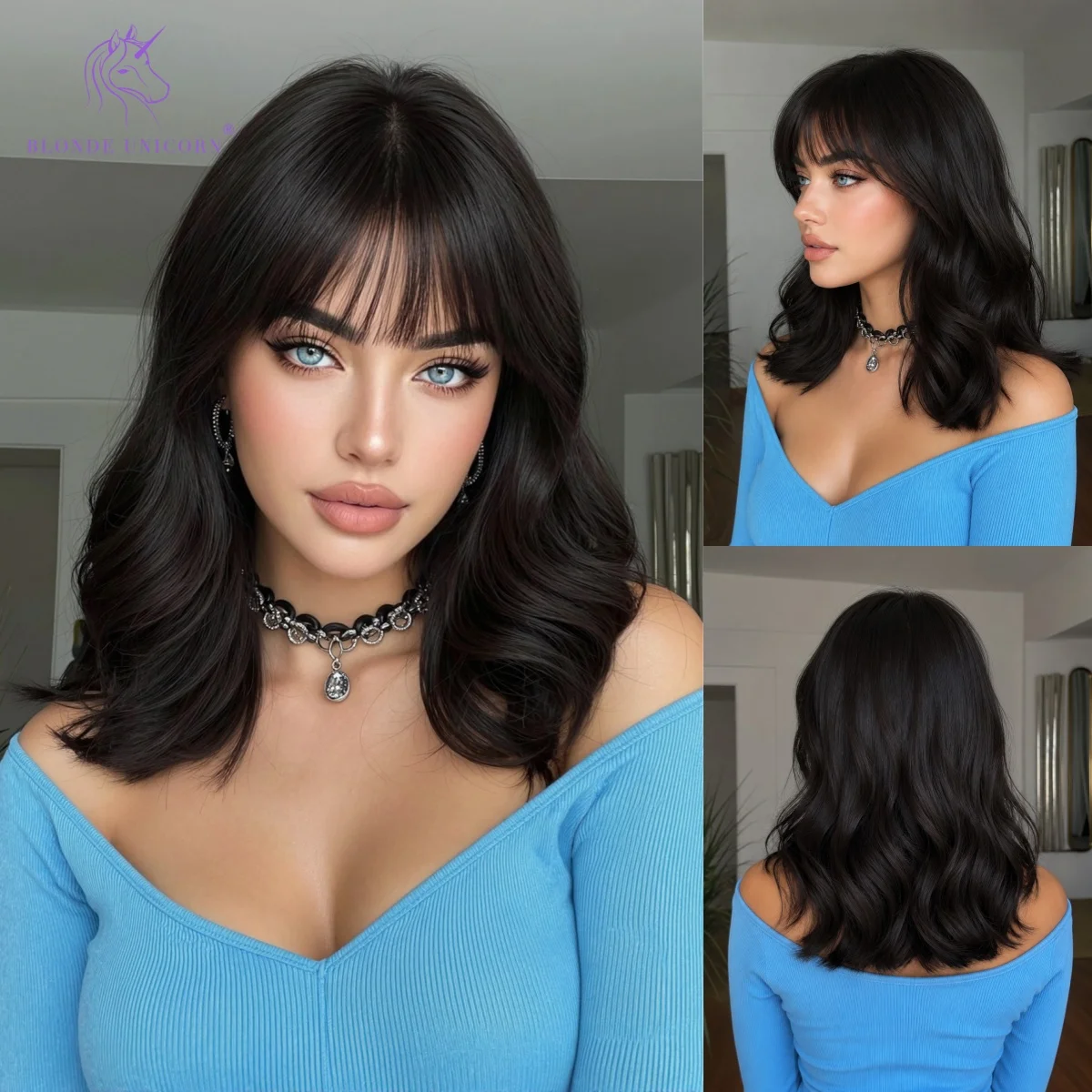 Dark Brown Medium Length Body Wave Wig With Bangs Heat Resistant Synthetic Hair Natural Looking Wigs for Women Daily Party
Dark Brown Medium Length Body Wave Wig With Bangs Heat Resistant Synthetic Hair Natural Looking Wigs for Women Daily Party