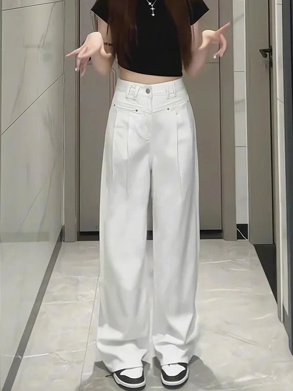 High Waist Wide Leg White Silk Denim Pants Summer Thin Straight Cut Trousers for plus Size Women Casual Style Loose Fit Jeans
High Waist Wide Leg White Silk Denim Pants Summer Thin Straight Cut Trousers for plus Size Women Casual Style Loose Fit Jeans