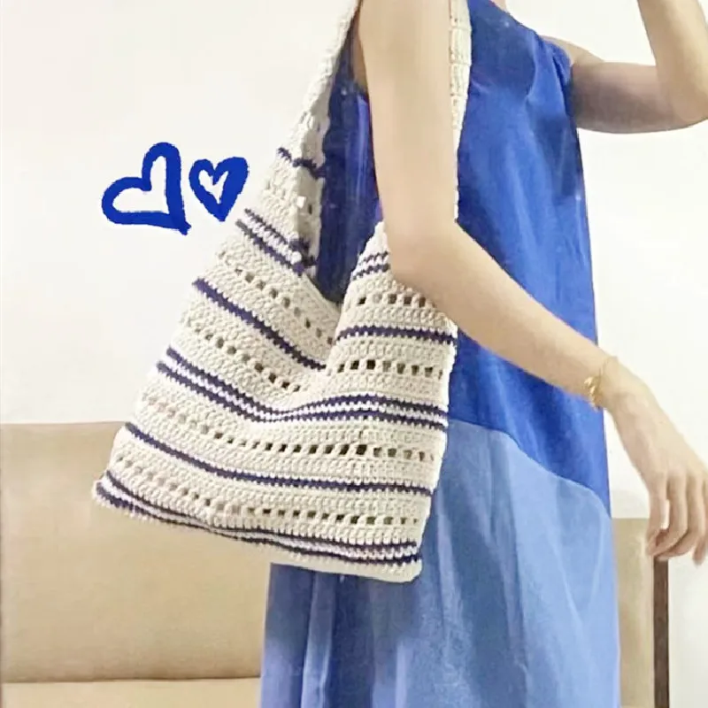 Women's shoulder bag, handmade hook woven handbag, simple and fashionable hollowed out knitted bag, shopping bag
Women's shoulder bag, handmade hook woven handbag, simple and fashionable hollowed out knitted bag, shopping bag