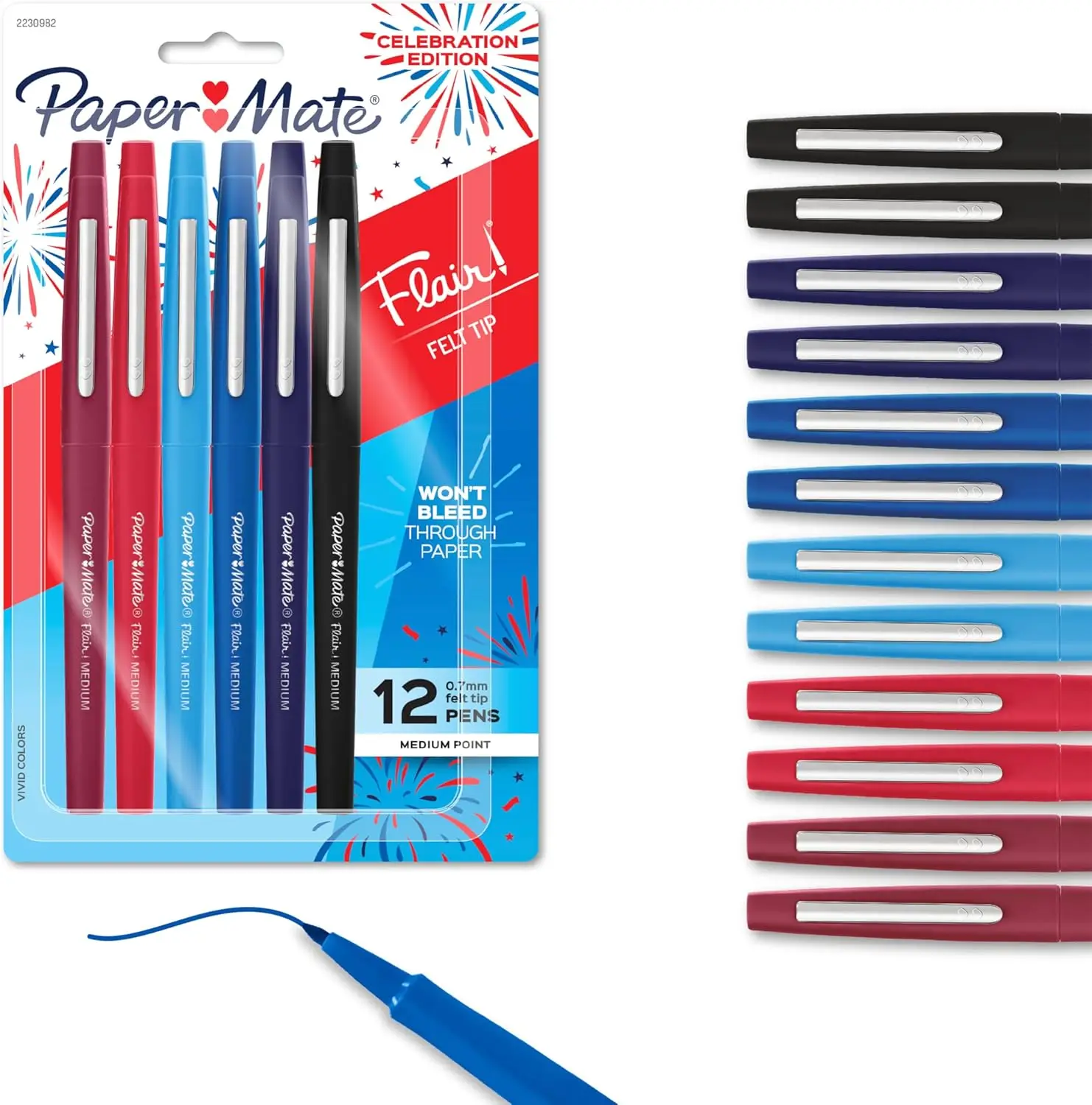 Felt Tip Pens, Medium Point (0.7mm), Assorted Colors, 12 Count, USA 250th Anniversary Edition
Felt Tip Pens, Medium Point (0.7mm), Assorted Colors, 12 Count, USA 250th Anniversary Edition