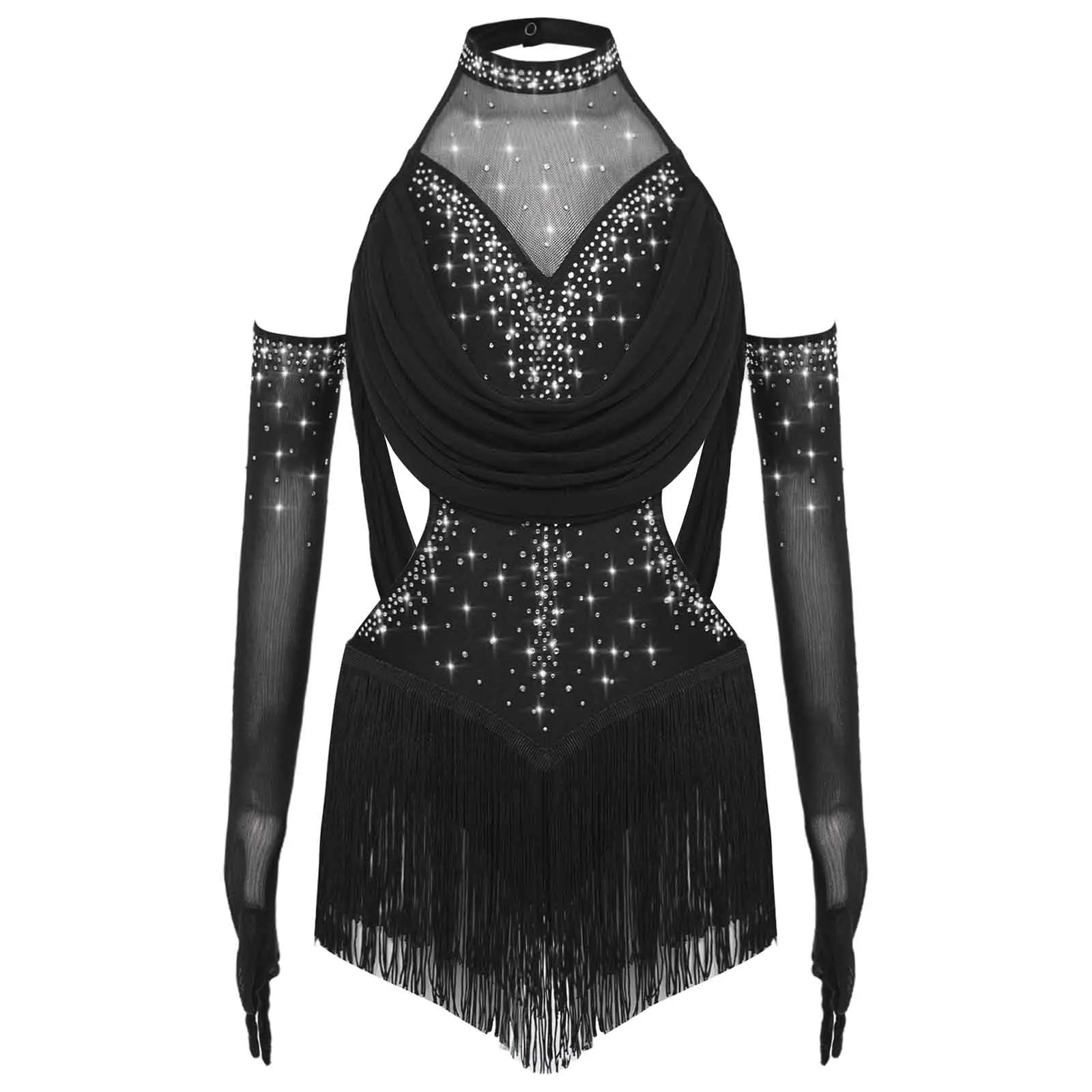 Kids Girls Latin Dance Leotard Glittery Rhinestones Ruched Mesh Cutout Tassel Skirted Bodysuit+Mesh Gloves Suit Jazz Dance Dress
Kids Girls Latin Dance Leotard Glittery Rhinestones Ruched Mesh Cutout Tassel Skirted Bodysuit+Mesh Gloves Suit Jazz Dance Dress