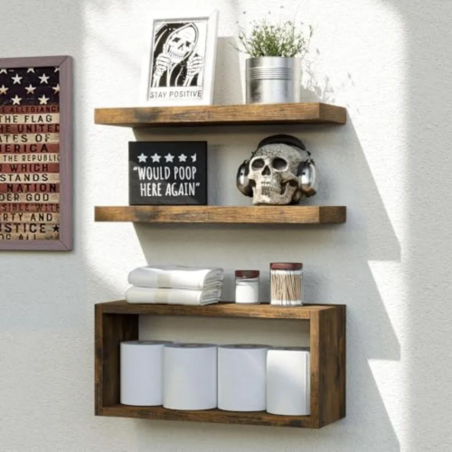 Floating Shelves Set of 3, Modern Bathroom Shelves Wall Mounted Shelves with Invisible Brackets Over Toilet, Rustic Wall Shelve
Floating Shelves Set of 3, Modern Bathroom Shelves Wall Mounted Shelves with Invisible Brackets Over Toilet, Rustic Wall Shelve