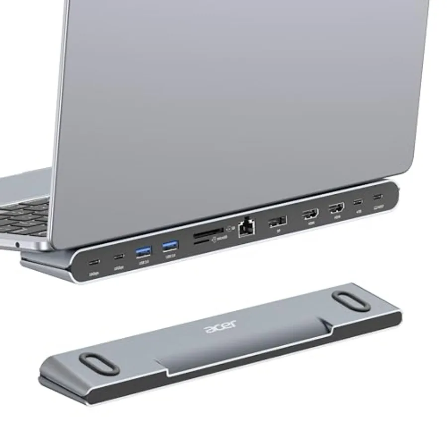 Docking Station for 3 Monitors Aluminum Black 11-in-1 with DP 8K + Dual HDMI 4K@60Hz Ethernet 10Gbps Data 100W PD SD/TF USB-C D
Docking Station for 3 Monitors Aluminum Black 11-in-1 with DP 8K + Dual HDMI 4K@60Hz Ethernet 10Gbps Data 100W PD SD/TF USB-C D