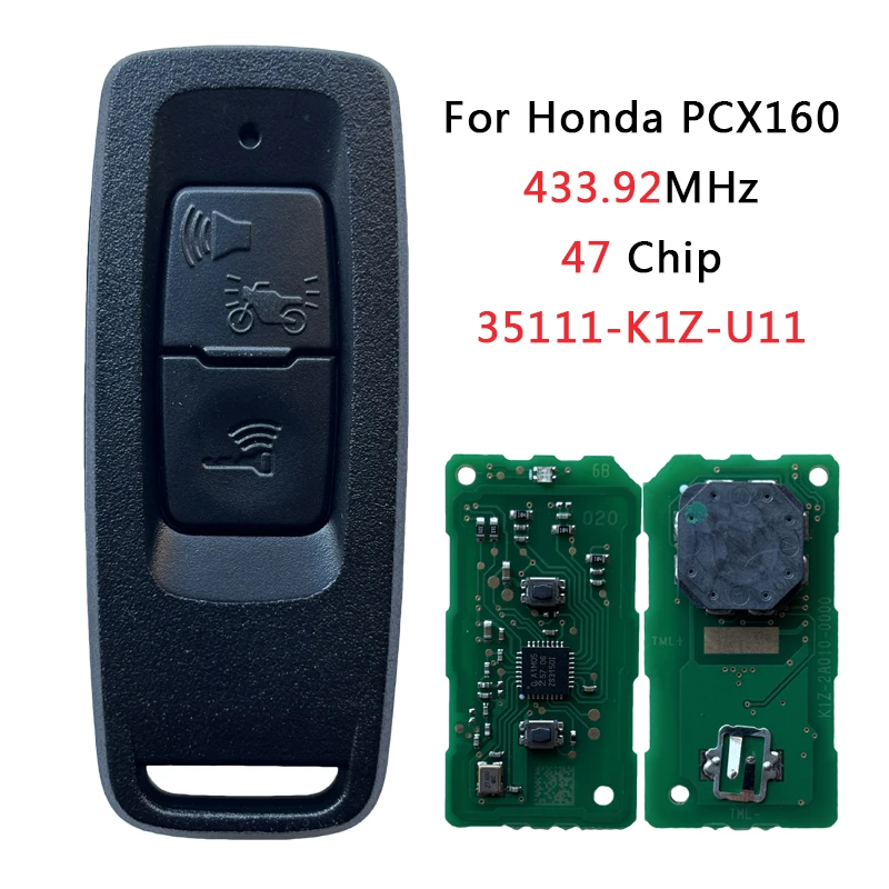 TXM003 FCC ID 35111-K1Z-U11 For Honda PCX160 K1Z -2023 Motorcycle Remote Key 2 Button 433.92MHz 47 Chip Black Button
TXM003 FCC ID 35111-K1Z-U11 For Honda PCX160 K1Z -2023 Motorcycle Remote Key 2 Button 433.92MHz 47 Chip Black Button