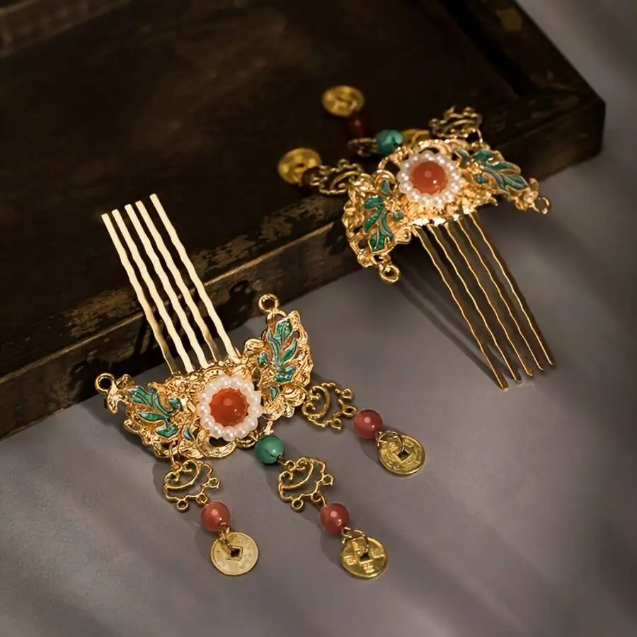 Vintage Chinese Style Hair Comb With Pearl And Coin Charms For Women
Vintage Chinese Style Hair Comb With Pearl And Coin Charms For Women