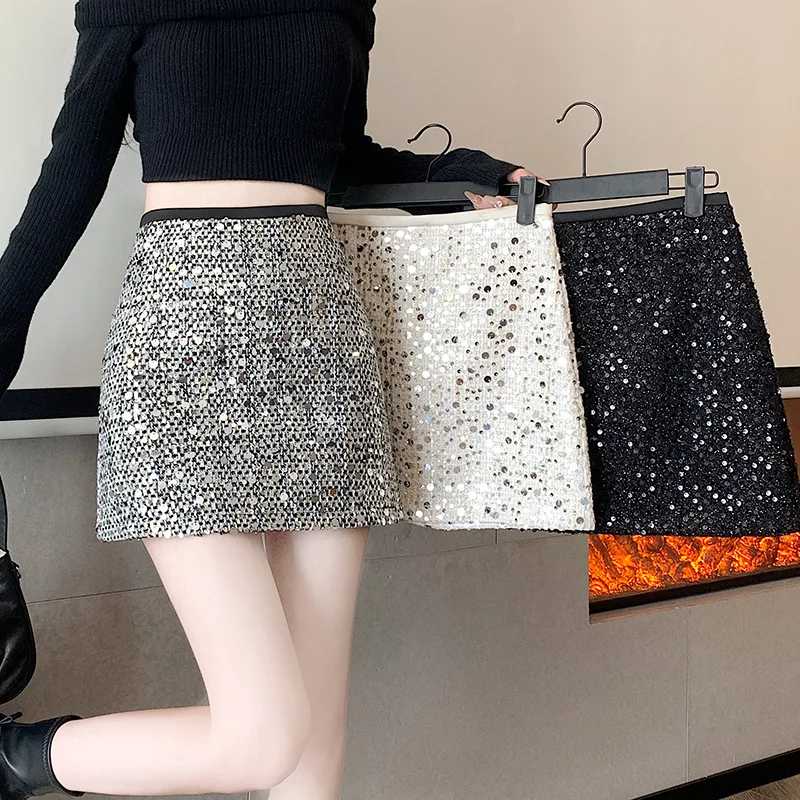 2026 Korean Spice Girl Heavy Industry Sequined Hip Skirt Word Skirt
2026 Korean Spice Girl Heavy Industry Sequined Hip Skirt Word Skirt
