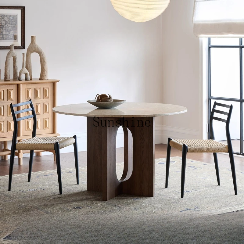 Medieval ash wood solid wood dining table Small apartment retro terrazzo dining table
Medieval ash wood solid wood dining table Small apartment retro terrazzo dining table