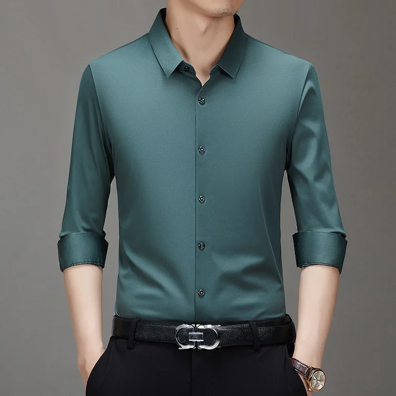 2025 Autumn New Men's Long-sleeved Shirt Middle-aged and Young Lapel Seamless Business Ice Silk Solid Color Men's Top
2025 Autumn New Men's Long-sleeved Shirt Middle-aged and Young Lapel Seamless Business Ice Silk Solid Color Men's Top