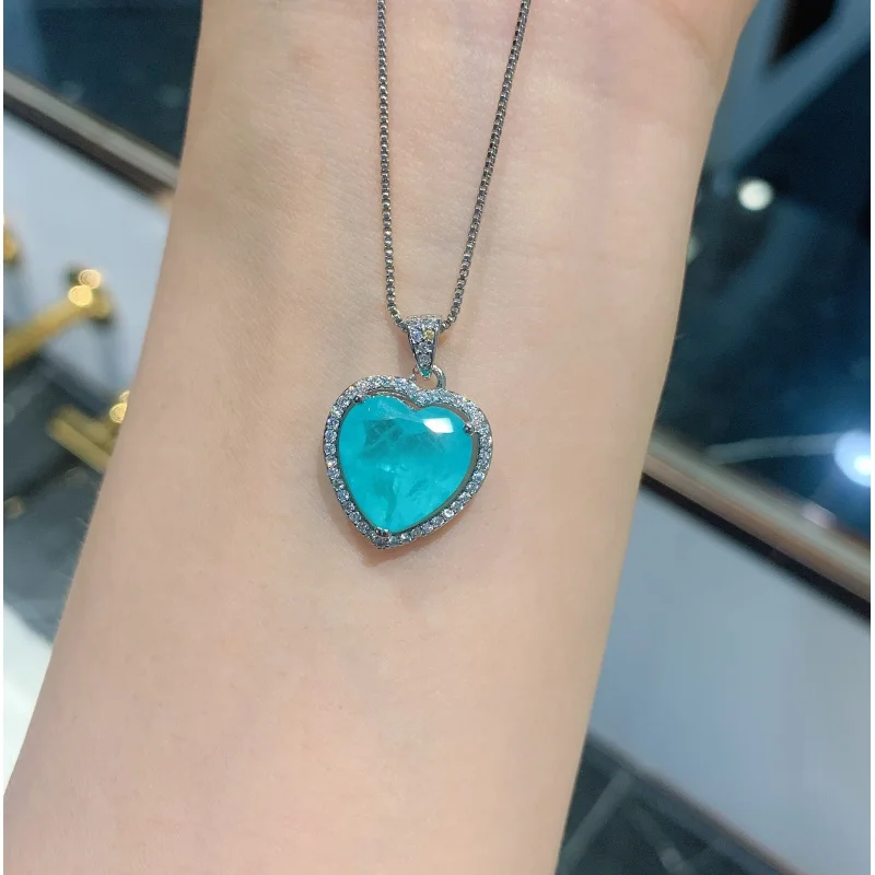 Jewelry Colored Gems European and American Vintage with Imitation Paraiba Egg Heart-Shaped 12*12 Pendant Necklace for W
Jewelry Colored Gems European and American Vintage with Imitation Paraiba Egg Heart-Shaped 12*12 Pendant Necklace for W