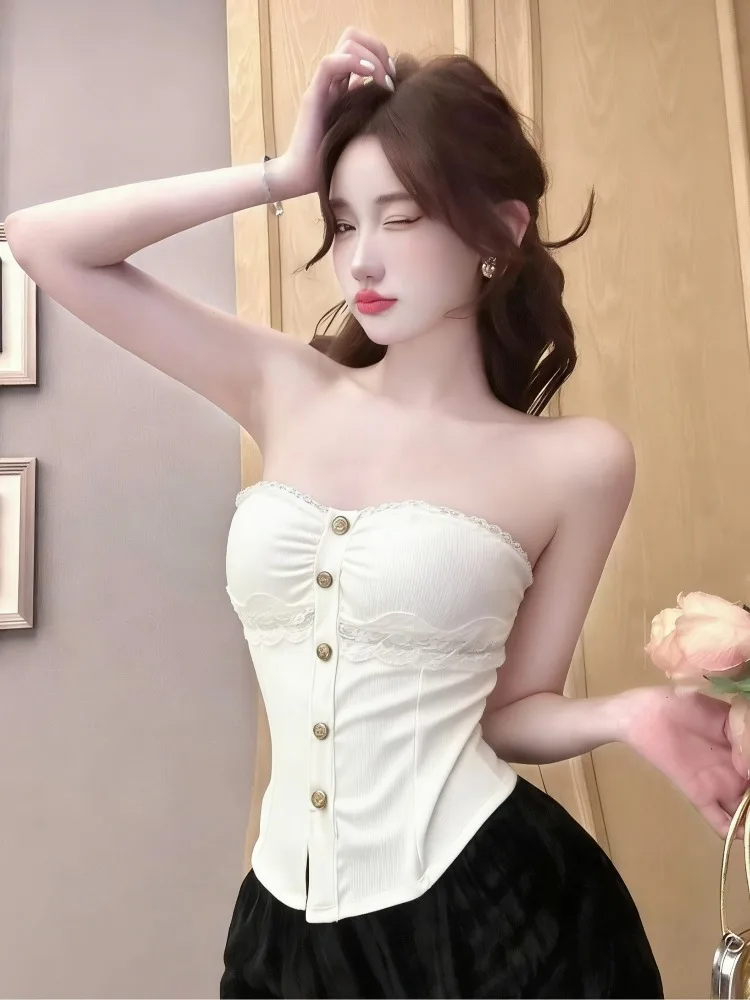 Pure Desire Spicy Girl Lace Patchwork Slim Fit Wrap Chest Vest Summer New Style Korean Style Office Commute Style No Sleeve
Pure Desire Spicy Girl Lace Patchwork Slim Fit Wrap Chest Vest Summer New Style Korean Style Office Commute Style No Sleeve