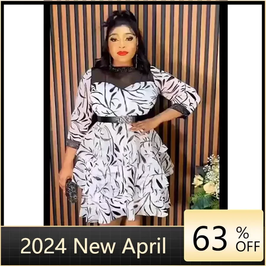 2024 White Black Polyester African Dresses for Women Summer Elegant 3/4 Sleeve Print Knee-length Dress Dashiki Africa Clothing
2024 White Black Polyester African Dresses for Women Summer Elegant 3/4 Sleeve Print Knee-length Dress Dashiki Africa Clothing