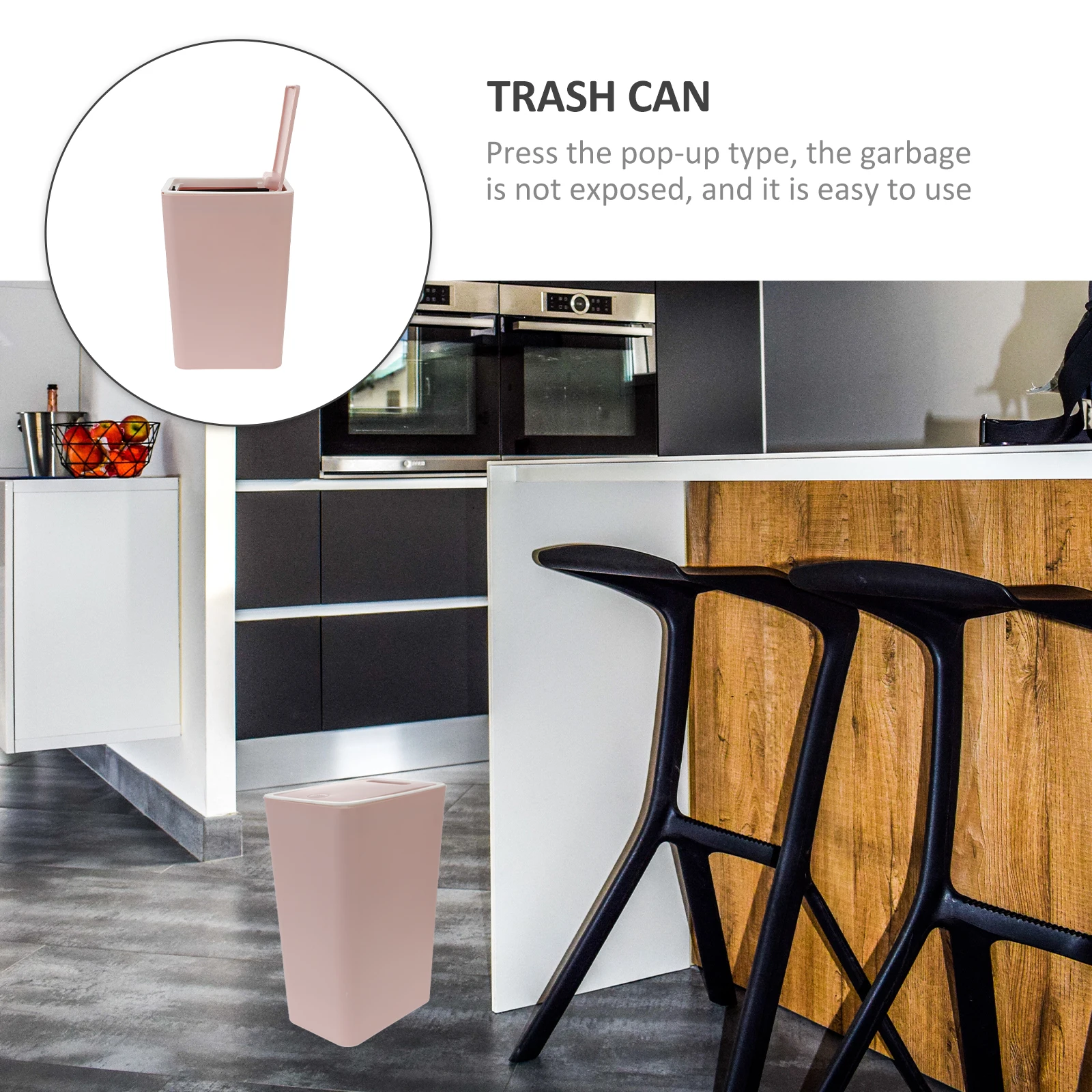 1pc Push type Trash Can Household Garbage Bin Lid Large Capacity for Kitchen Bedroom Bathroom Home Space saving Hidden Sleeve 
1pc Push type Trash Can Household Garbage Bin Lid Large Capacity for Kitchen Bedroom Bathroom Home Space saving Hidden Sleeve