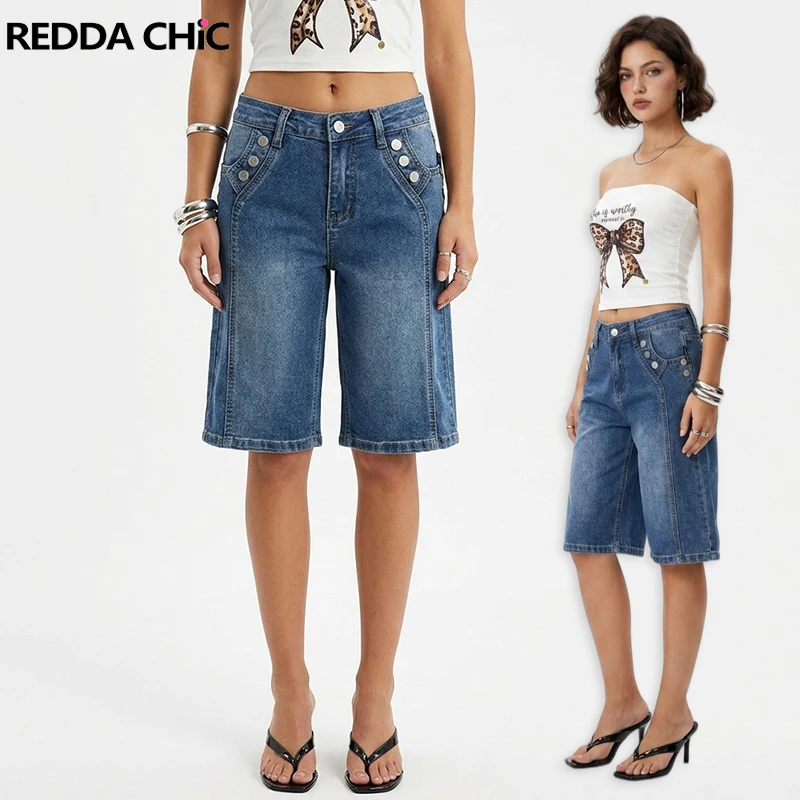REDDACHiC Women Button Decor Y2k Jean Shorts Trendy Summer Do Old Straight Low Rise Bermuda Denim Shorts Y2K Causal Streetwear
REDDACHiC Women Button Decor Y2k Jean Shorts Trendy Summer Do Old Straight Low Rise Bermuda Denim Shorts Y2K Causal Streetwear