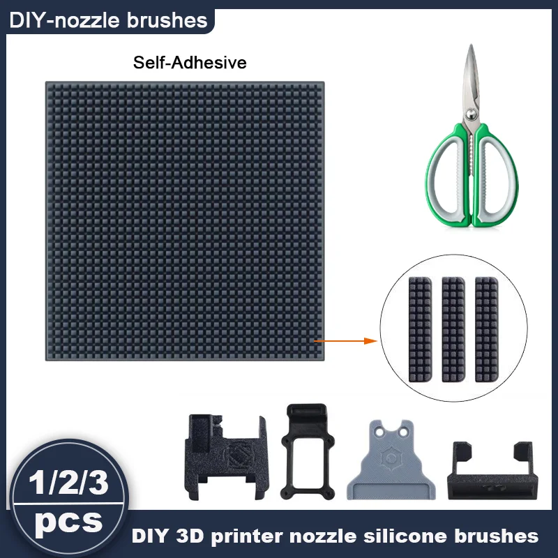 DIY 3D Printer Silicone Nozzle Brush, 1/2/3PCS Hotbed Mounted Wiper Cleaning Tool for Bambu Lab A1/X1/P1, Creality 3D Printers
DIY 3D Printer Silicone Nozzle Brush, 1/2/3PCS Hotbed Mounted Wiper Cleaning Tool for Bambu Lab A1/X1/P1, Creality 3D Printers