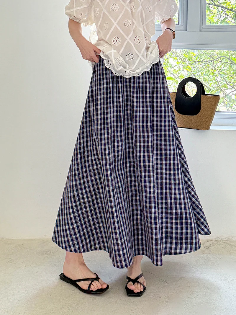 Blue Korean women's half skirt, checkered design shorts for women, high waisted casual A-line skirt half skirt 2025 new
Blue Korean women's half skirt, checkered design shorts for women, high waisted casual A-line skirt half skirt 2025 new