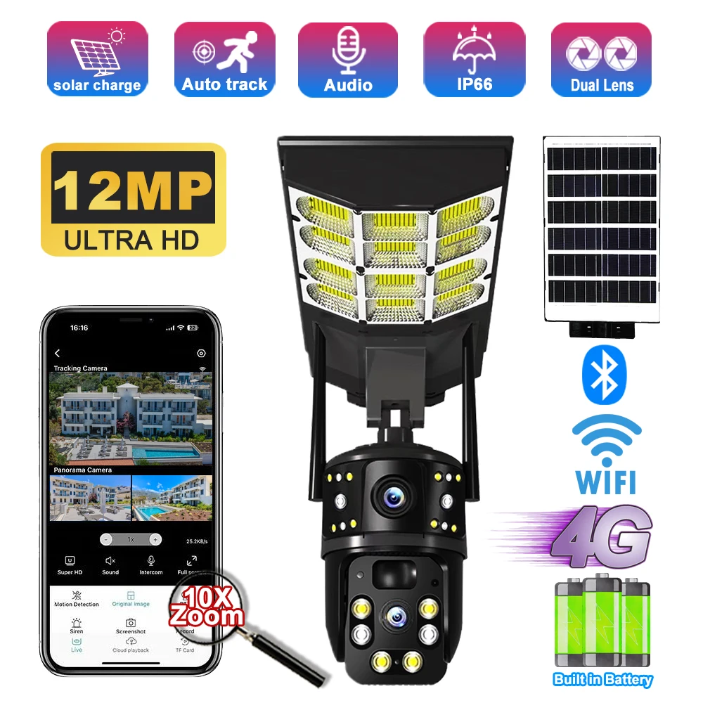 V380 Pro 12MP 8K Солнечные камеры Wi-Fi Открытая 4G SIM-карта Двойной объектив Тройной экран 10-кратный зум CCTV IP66 PIR Камера обнаружения человека
V380 Pro 12MP 8K Солнечные камеры Wi-Fi Открытая 4G SIM-карта Двойной объектив Тройной экран 10-кратный зум CCTV IP66 PIR Камера обнаружения человека