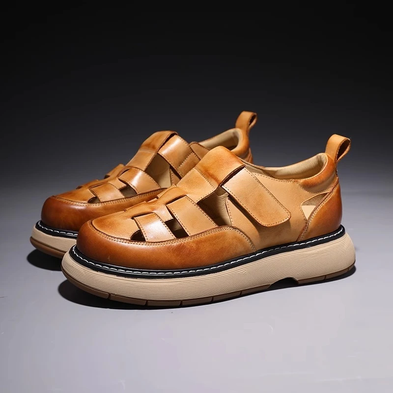 Vintage Handmade Cow Leather Gladiator Shoes Men Summer Sandals Thick Sole Lightweight Breathable Casual Outdoor Work Shoes
Vintage Handmade Cow Leather Gladiator Shoes Men Summer Sandals Thick Sole Lightweight Breathable Casual Outdoor Work Shoes