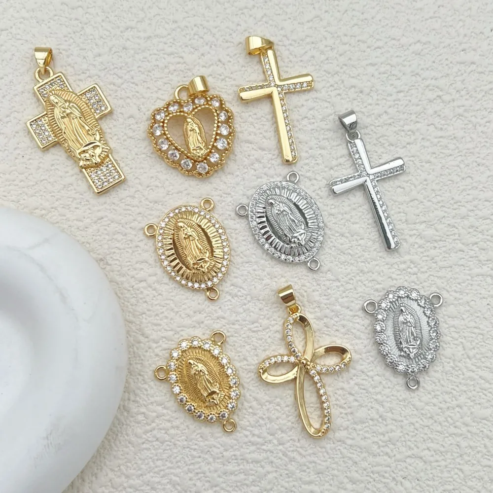 3 шт., медный крест Девы Марии, кулон для самостоятельного изготовления ювелирных изделий, ожерелье, разъем, инкрустация, циркониевое сердце, полые аксессуары
3 шт., медный крест Девы Марии, кулон для самостоятельного изготовления ювелирных изделий, ожерелье, разъем, инкрустация, циркониевое сердце, полые аксессуары
