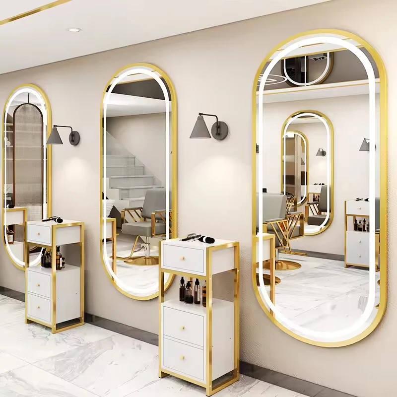 Professional Tabletop Beauty Hair Salon Furniture Gold Mirrors Barber for Salon
Professional Tabletop Beauty Hair Salon Furniture Gold Mirrors Barber for Salon