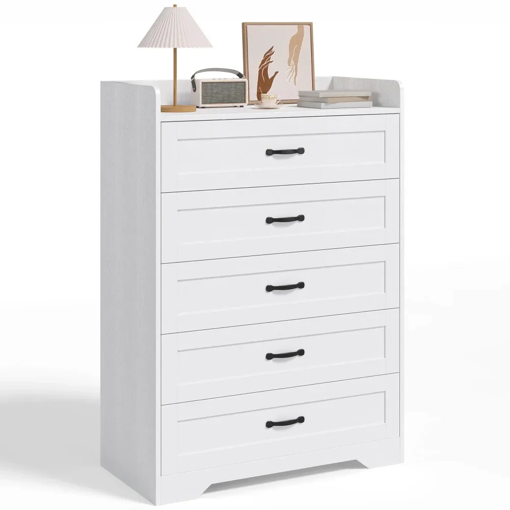 Bedroom Dresser, 5 Drawer White Dresser with Backsplash and Metal Handles, Modern Wooden Wardrobe
Bedroom Dresser, 5 Drawer White Dresser with Backsplash and Metal Handles, Modern Wooden Wardrobe
