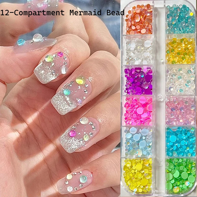 12Pcs Assorted Color Mermaid Bead Nail Rhinestones Small Round Flat-Back Rhinestones DIY Iridescent Bubble Bead Nail Decorations
12Pcs Assorted Color Mermaid Bead Nail Rhinestones Small Round Flat-Back Rhinestones DIY Iridescent Bubble Bead Nail Decorations