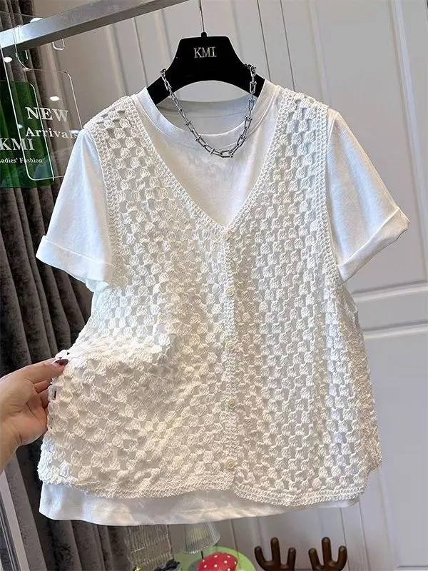 plus Size Women's T-Shirt Short Sleeve Loose Fit Summer Style Patchwork Design Comfortable Breathable Korean Version Big Code
plus Size Women's T-Shirt Short Sleeve Loose Fit Summer Style Patchwork Design Comfortable Breathable Korean Version Big Code