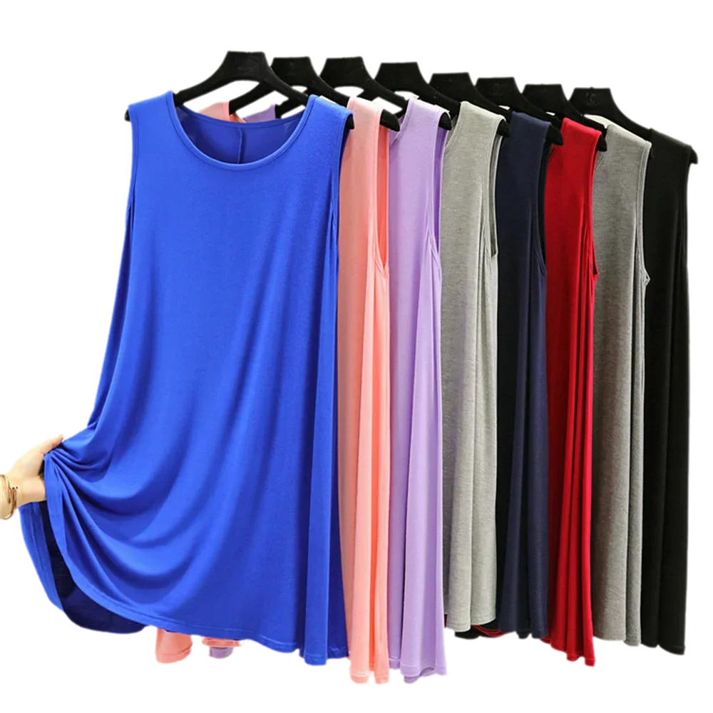 Women's plus Size Elastic Nightwear Sleeveless O-Neck Simple Dress Comfortable Sleepwear Casual Gown
Women's plus Size Elastic Nightwear Sleeveless O-Neck Simple Dress Comfortable Sleepwear Casual Gown