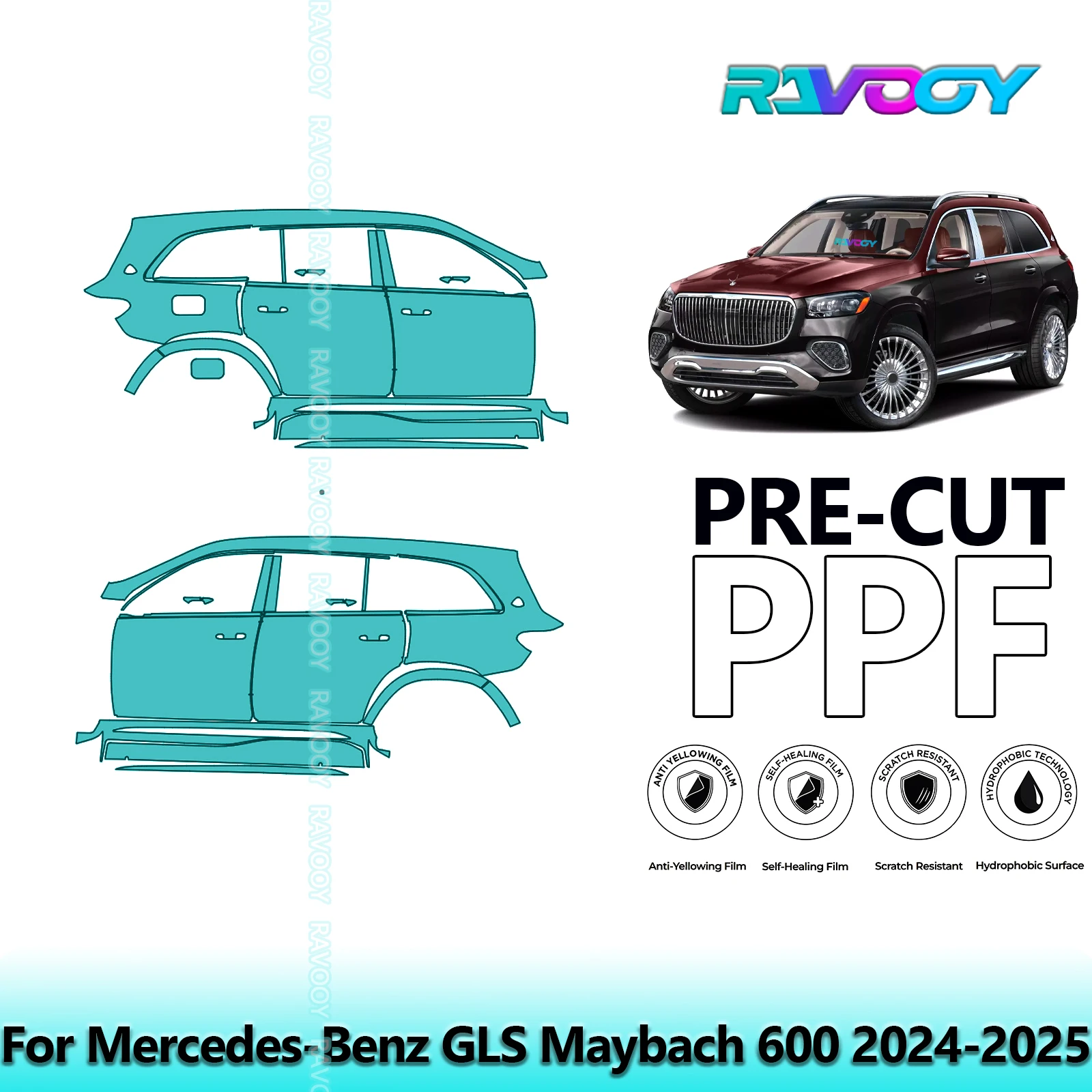 For Mercedes-Benz GLS Maybach 600 2024-2025 8.5mil Clear Matte Pre-Cut PPF Door & A/B Pillar Kit TPU Paint Protection Film Set
For Mercedes-Benz GLS Maybach 600 2024-2025 8.5mil Clear Matte Pre-Cut PPF Door & A/B Pillar Kit TPU Paint Protection Film Set