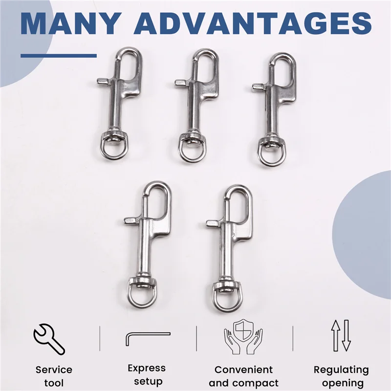 XFDZ-316 Stainless Steel Swivel Snap Hooks, 5PCS Single Head Eye Bolt With D Ring For Diving
XFDZ-316 Stainless Steel Swivel Snap Hooks, 5PCS Single Head Eye Bolt With D Ring For Diving