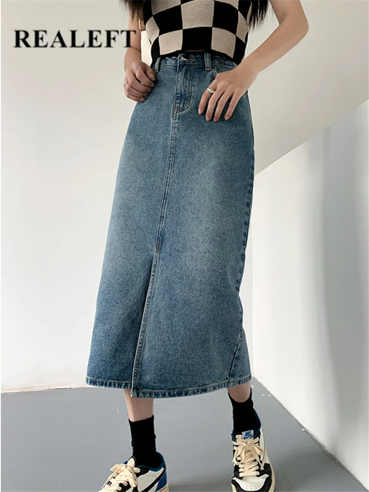 REALEFT Vintage High Waist Front Split Women's Denim Skirts 2023 New Blue Straight Jeans Long Skirts Female Spring Summer
REALEFT Vintage High Waist Front Split Women's Denim Skirts 2023 New Blue Straight Jeans Long Skirts Female Spring Summer