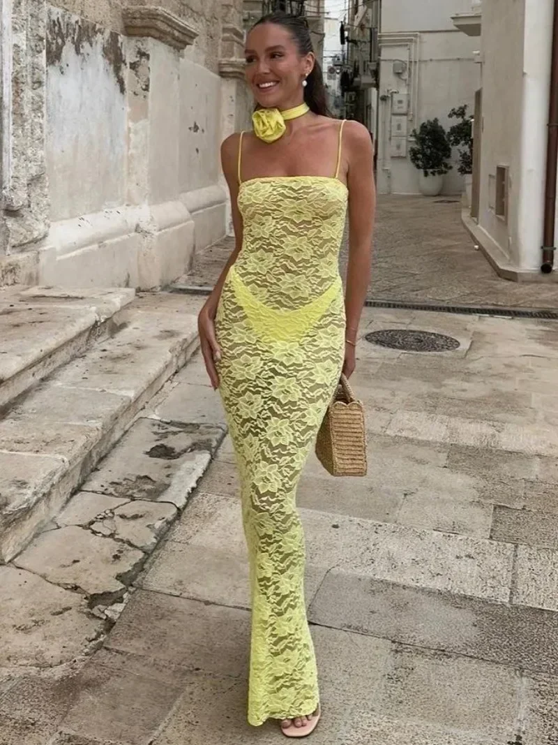 Sexy 2025 Women's Sleeveless Hollow Out Lace Slip Dress Streetwear Elegant Sexy High Waist Backless Bodycon Long Evening Dresses
Sexy 2025 Women's Sleeveless Hollow Out Lace Slip Dress Streetwear Elegant Sexy High Waist Backless Bodycon Long Evening Dresses