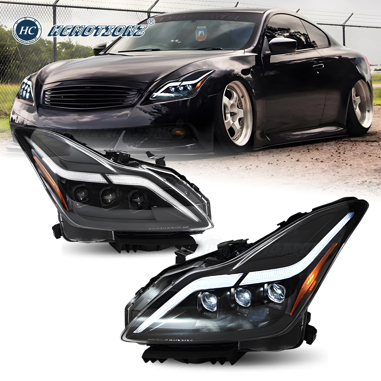 HCMOTIONZ Headlights Assembly for Infiniti G37 2008-2013 Q60 Coupe Convertible 2014-2015 LED Front Lamps Animation U.S. Shipment
HCMOTIONZ Headlights Assembly for Infiniti G37 2008-2013 Q60 Coupe Convertible 2014-2015 LED Front Lamps Animation U.S. Shipment