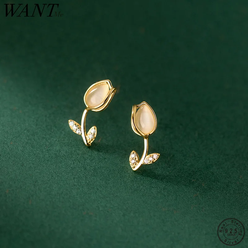 Sterling Silver Romantic Statement Gold Tulip Stud Earrings for Women Fashion Opal Elegant Wedding Flower Jewelry
Sterling Silver Romantic Statement Gold Tulip Stud Earrings for Women Fashion Opal Elegant Wedding Flower Jewelry