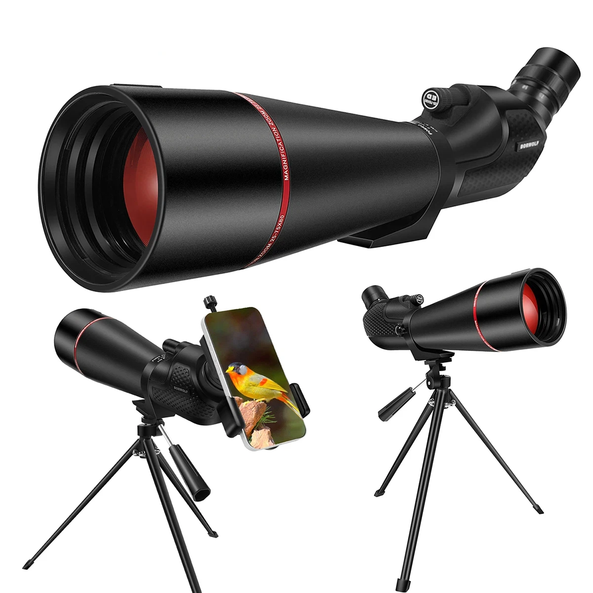 BORWOLF 25-75x80 Telescope Scope Zoom BAK4 Waterproof Outdoor Bird Watching and Hunting Professional Telescope with Tripod
BORWOLF 25-75x80 Telescope Scope Zoom BAK4 Waterproof Outdoor Bird Watching and Hunting Professional Telescope with Tripod