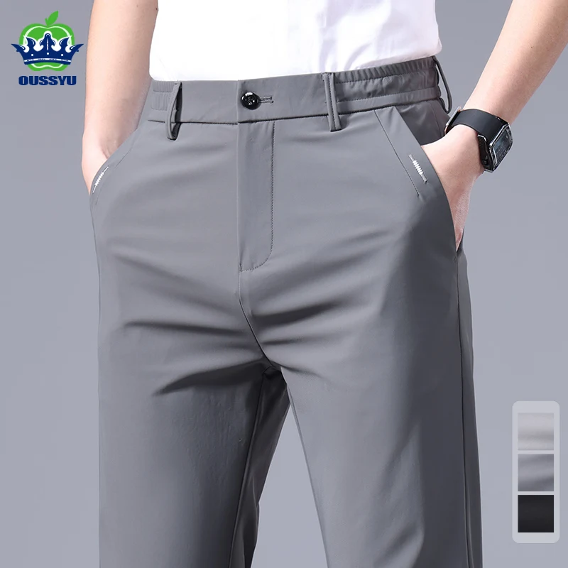 High Stretch Smooth Fabric Casual Pants Men Summer Thin Business Elastic Waist Korean Classic Gray Office Suit Trousers Male
High Stretch Smooth Fabric Casual Pants Men Summer Thin Business Elastic Waist Korean Classic Gray Office Suit Trousers Male